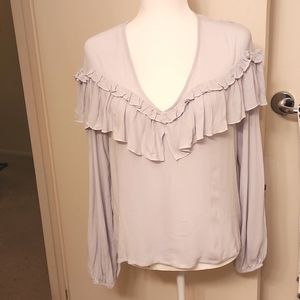 Leith dusty blue ruffle shirt